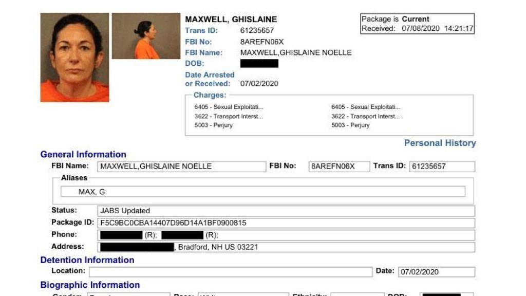 Ficha policial de Maxwell