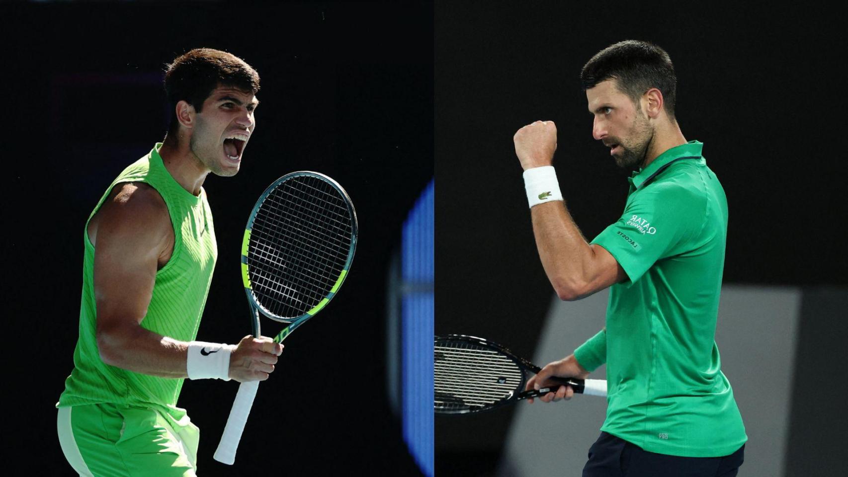 Alcaraz y Djokovic, durante el Open de Australia.
