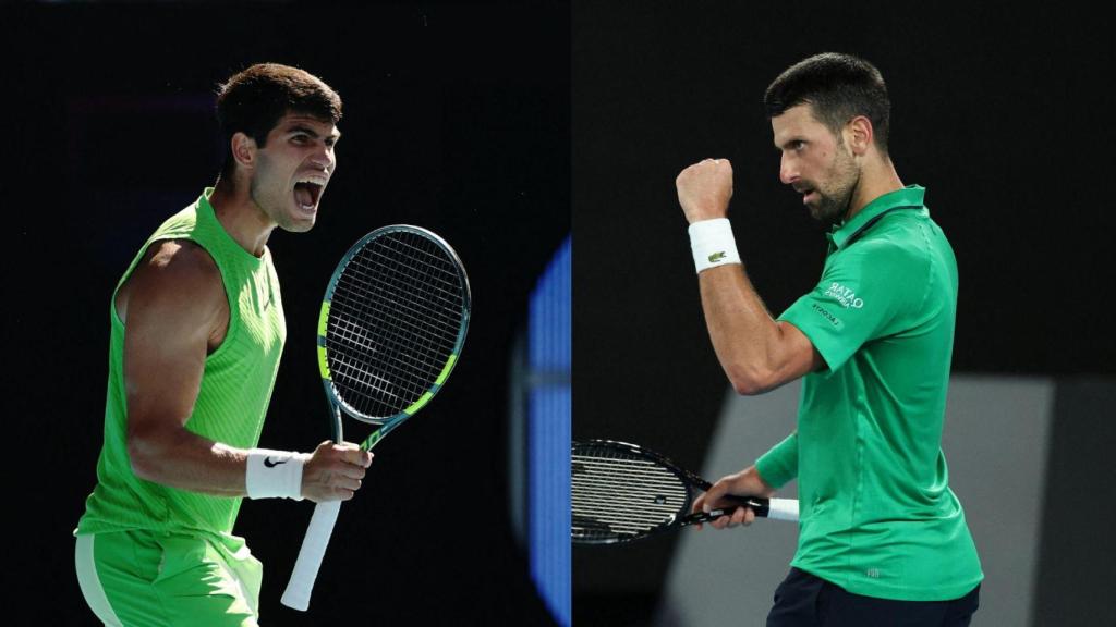 Alcaraz y Djokovic, durante el Open de Australia.