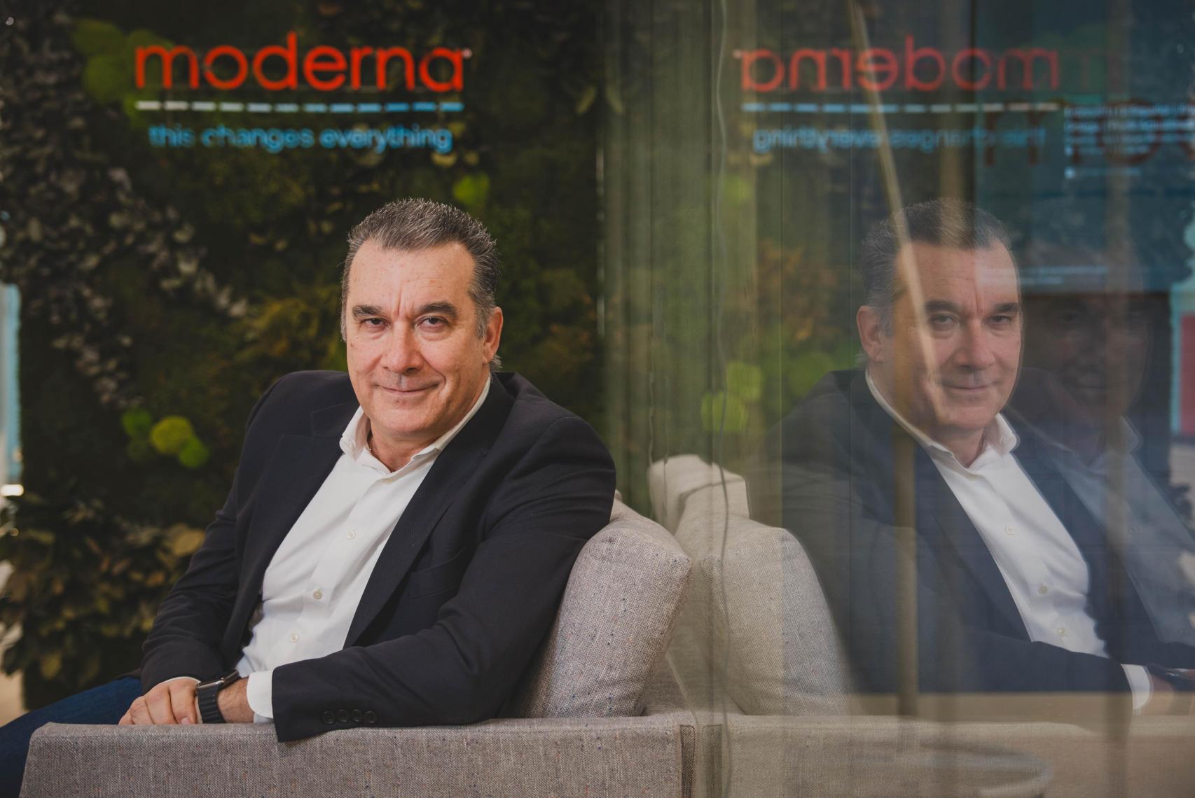 Pablo Álvarez, presidente de Moderna, en la sede de la compañía en España.