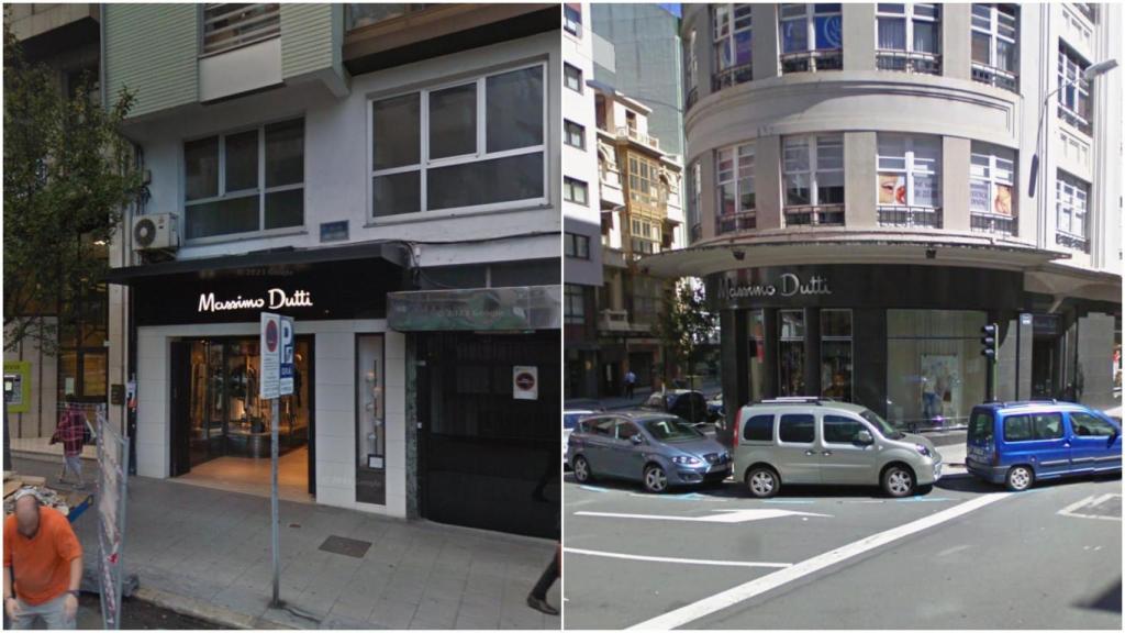 A la izquierda, el Massimo Dutty de hombre en Juan Flórez, y a la derecha, el de mujer en la misma calle