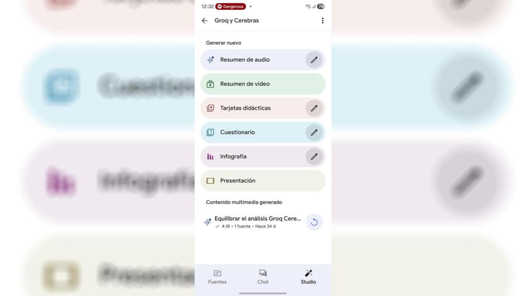 Imagen que muestra los resúmenes de vídeo de NotebookLM en Android