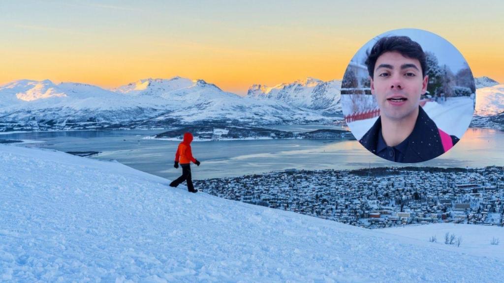 Vistas a la ciudad de Tromso en invierno, Noruega.
