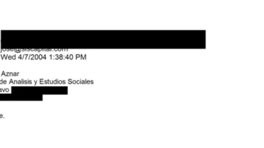 Captura de un correo del hijo de José María Aznar.