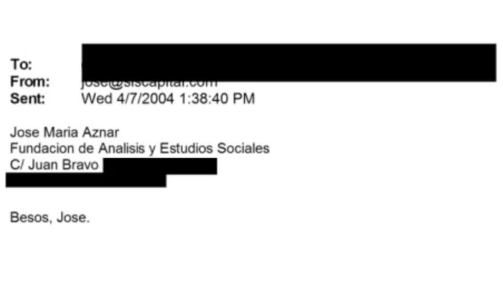 Captura de un correo del hijo de José María Aznar.