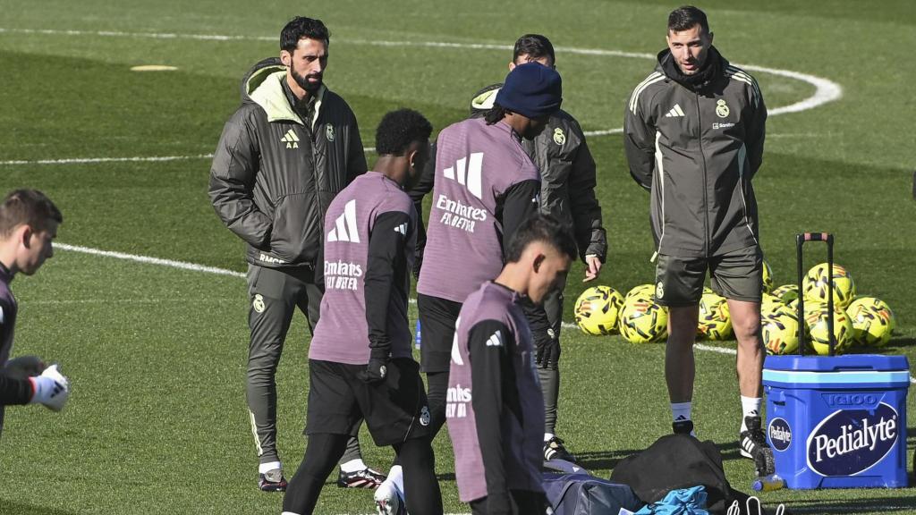 Álvaro Arbeloa, en el entrenamiento del Real Madrid