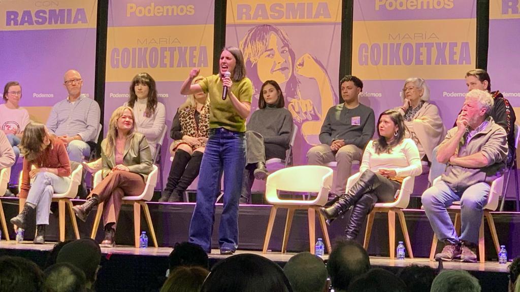 Irene Montero, durante el acto de Podemos de este sábado en Zaragoza.