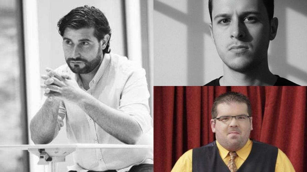 Héctor Arteaga, en la imagen más grande, junto a Daniel Iglesias y David Pedre.