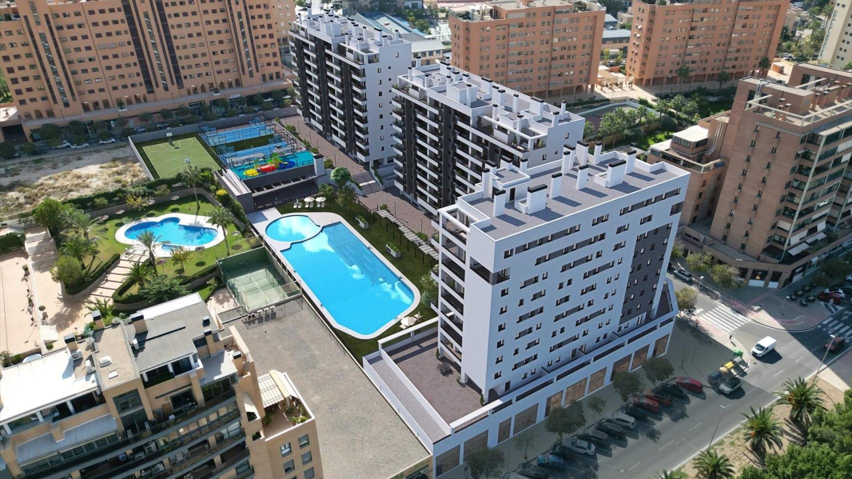 Residencial Les Naus, ubicado en Playa de San Juan, en la ciudad de Alicante. Fraorgi