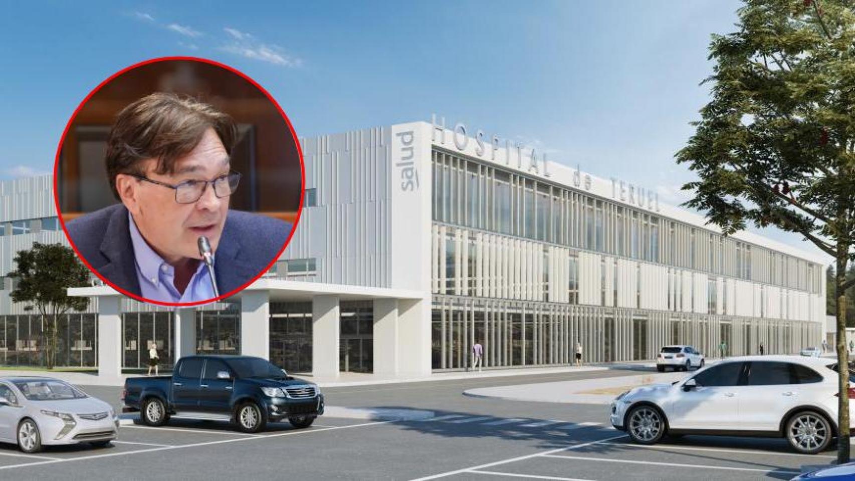 Tomás Guitarte, y una recreación del hospital de Teruel