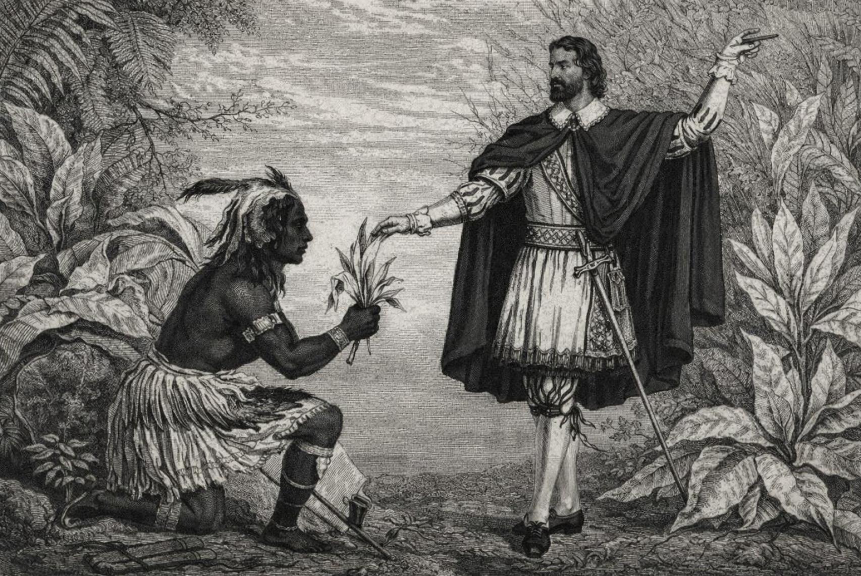 Rodrigo de Jerez en su primer encuentro con el tabaco. https://es.wikipedia.org