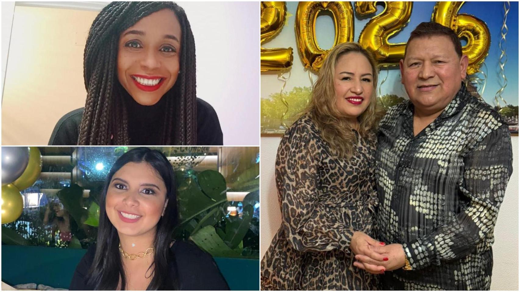 Judith arriba a la izquierda, Fanny abajo y Ricardo a la derecha con su pareja