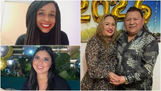 Judith arriba a la izquierda, Fanny abajo y Ricardo a la derecha con su pareja