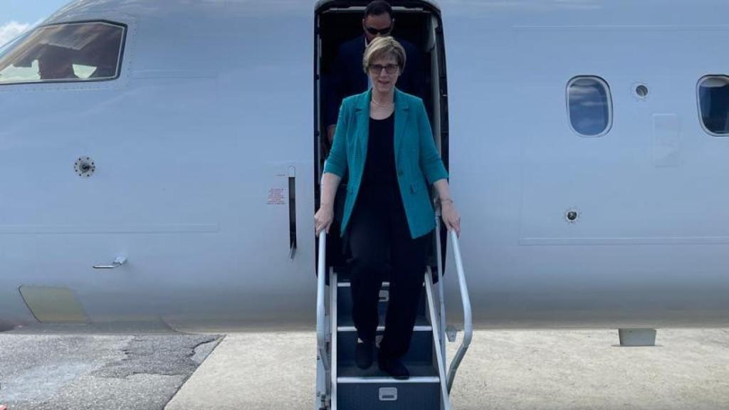 Laura Dogu a su llegada a Caracas.