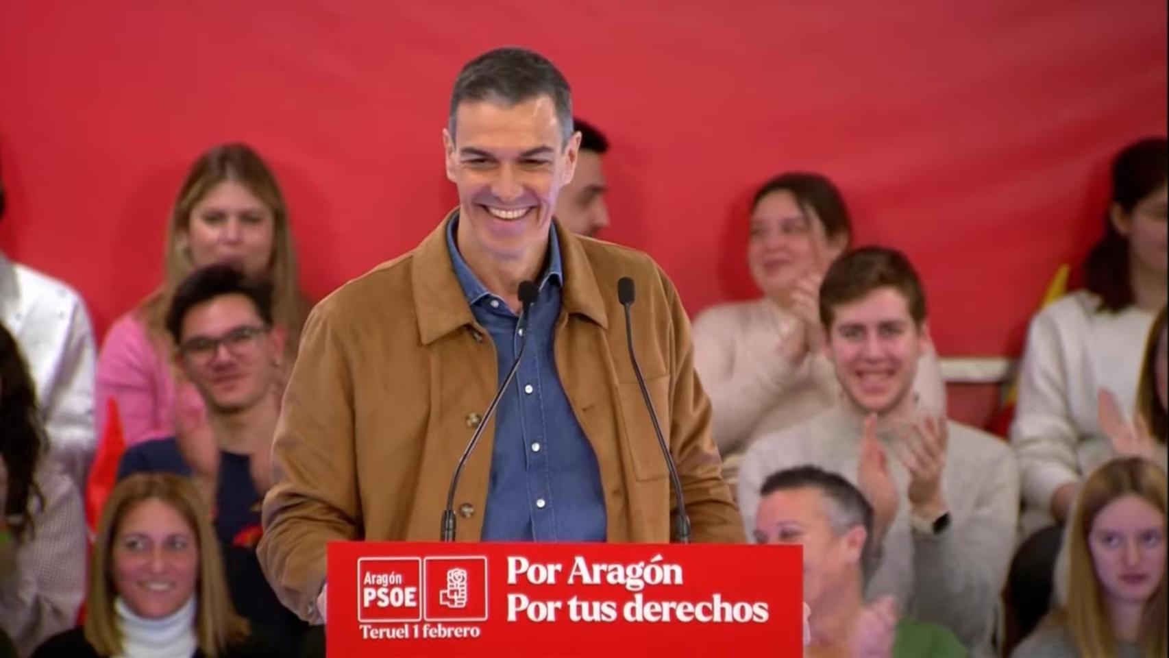 Pedro Sánchez, en un mitin en Teruel