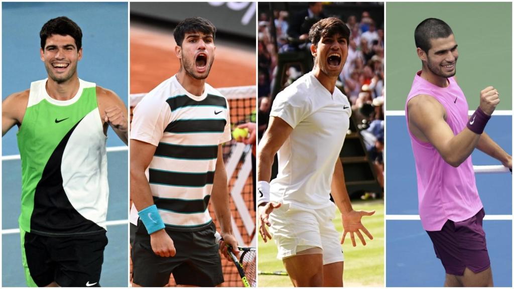 Las victorias de Carlos Alcaraz en el Open de Australia, Roland Garros, Wimbledon y el US Open