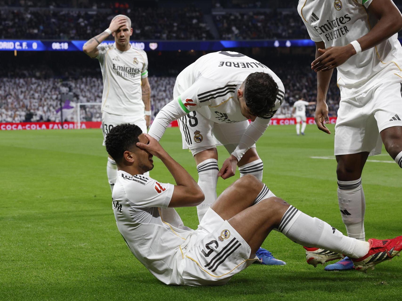Bellingham, dolorido tras lesionarse contra el Rayo Vallecano.