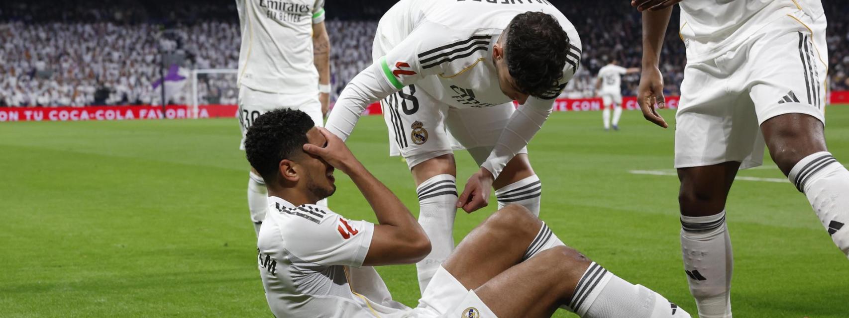 Bellingham, dolorido tras lesionarse contra el Rayo Vallecano.