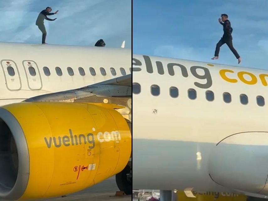 El joven marroquí que se coló en el aeropuerto de Manieses, este sábado por la tarde, para subirse sobre el fuselaje de un avión.