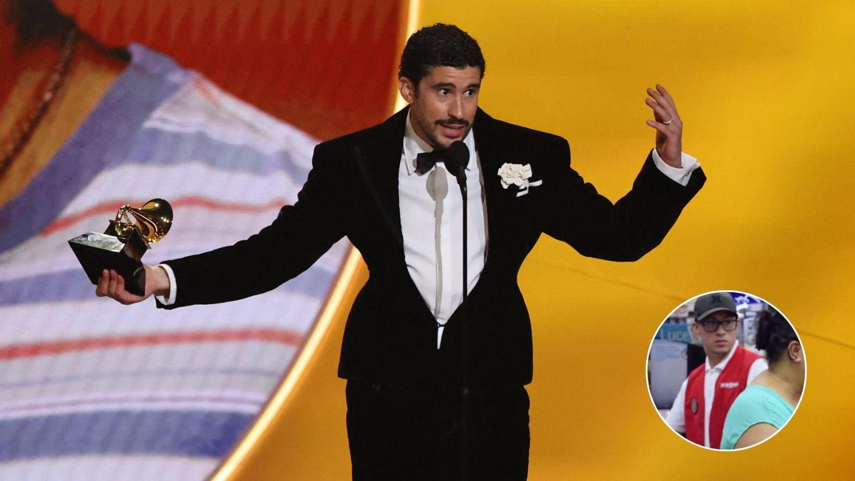 Montaje con imágenes de Bad Bunny.