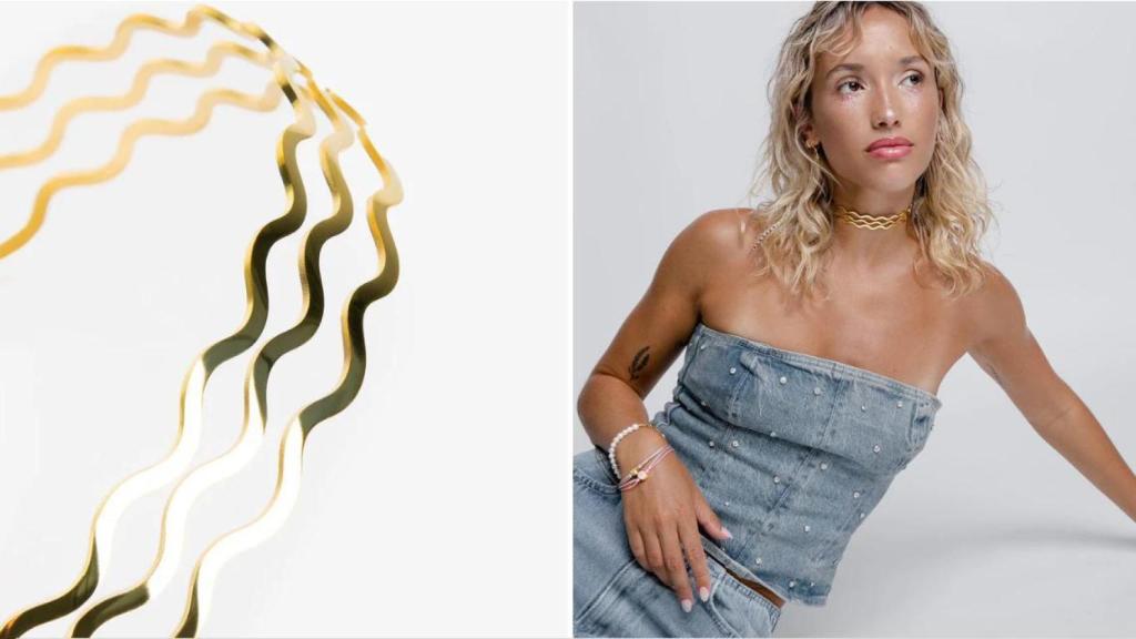 Collar Choker Waves Oro.