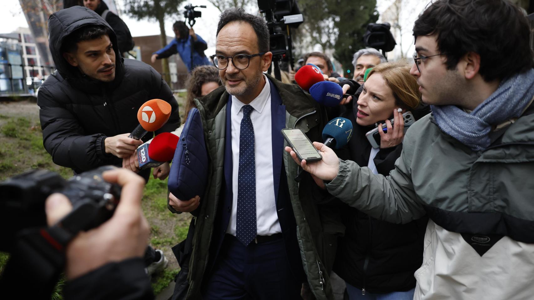 Antonio Hernando, este lunes, en Plaza de Castilla.