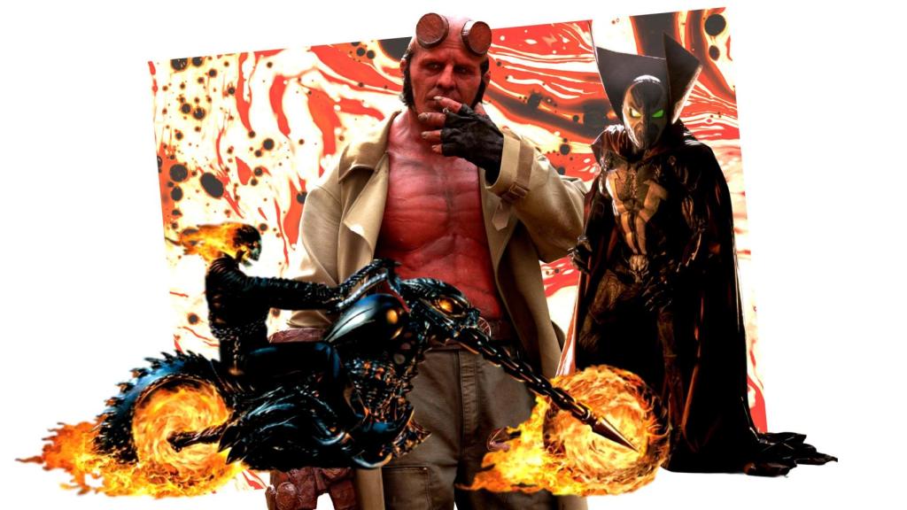 Right to left: Phantom Motorman, Jack Kesy's Hellboy and Mark AZ Dippe's Spawn