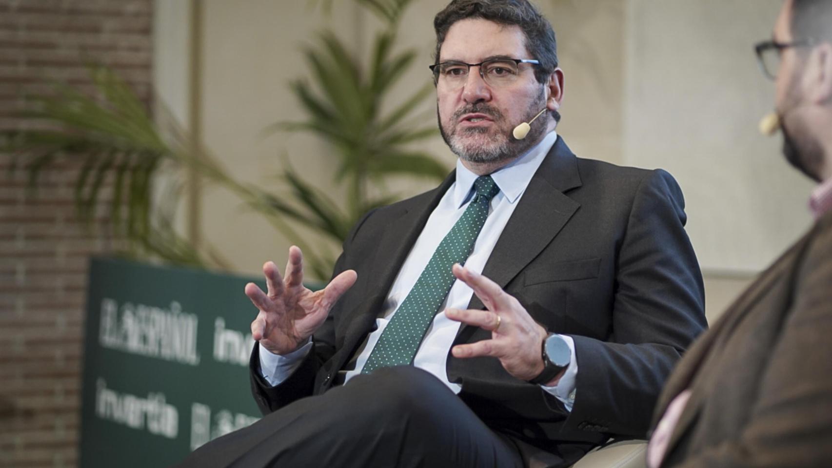 Manuel Ausaverri, director general de Estrategia y M&A de Indra Group durante su intervención en el I Observatorio de la Defensa, organizado por EL ESPAÑOL e Invertia.