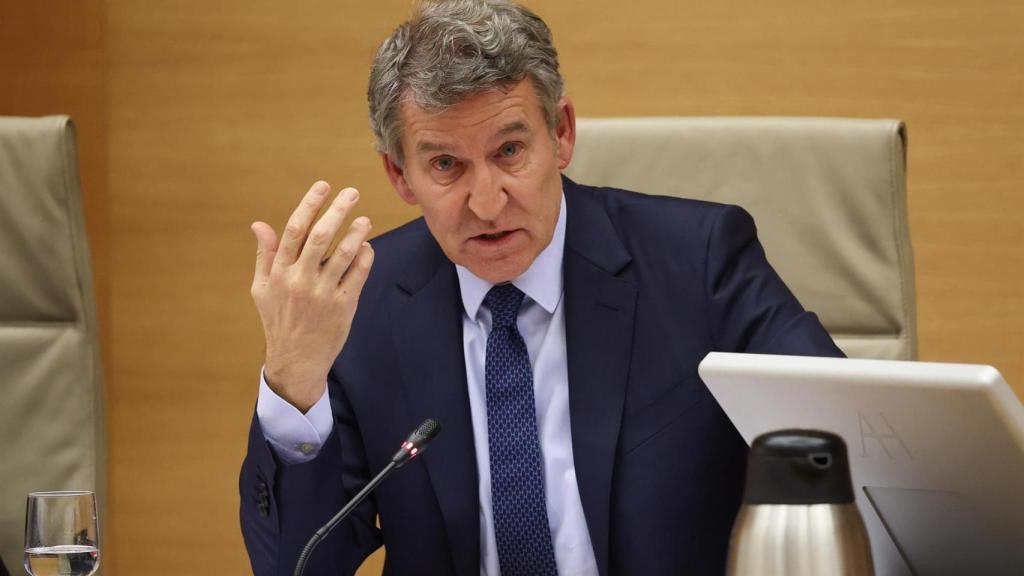 Feijóo durante su comparecencia en la comisión de investigación por la dana.