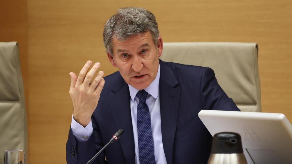 Feijóo durante su comparecencia en la comisión de investigación por la dana.