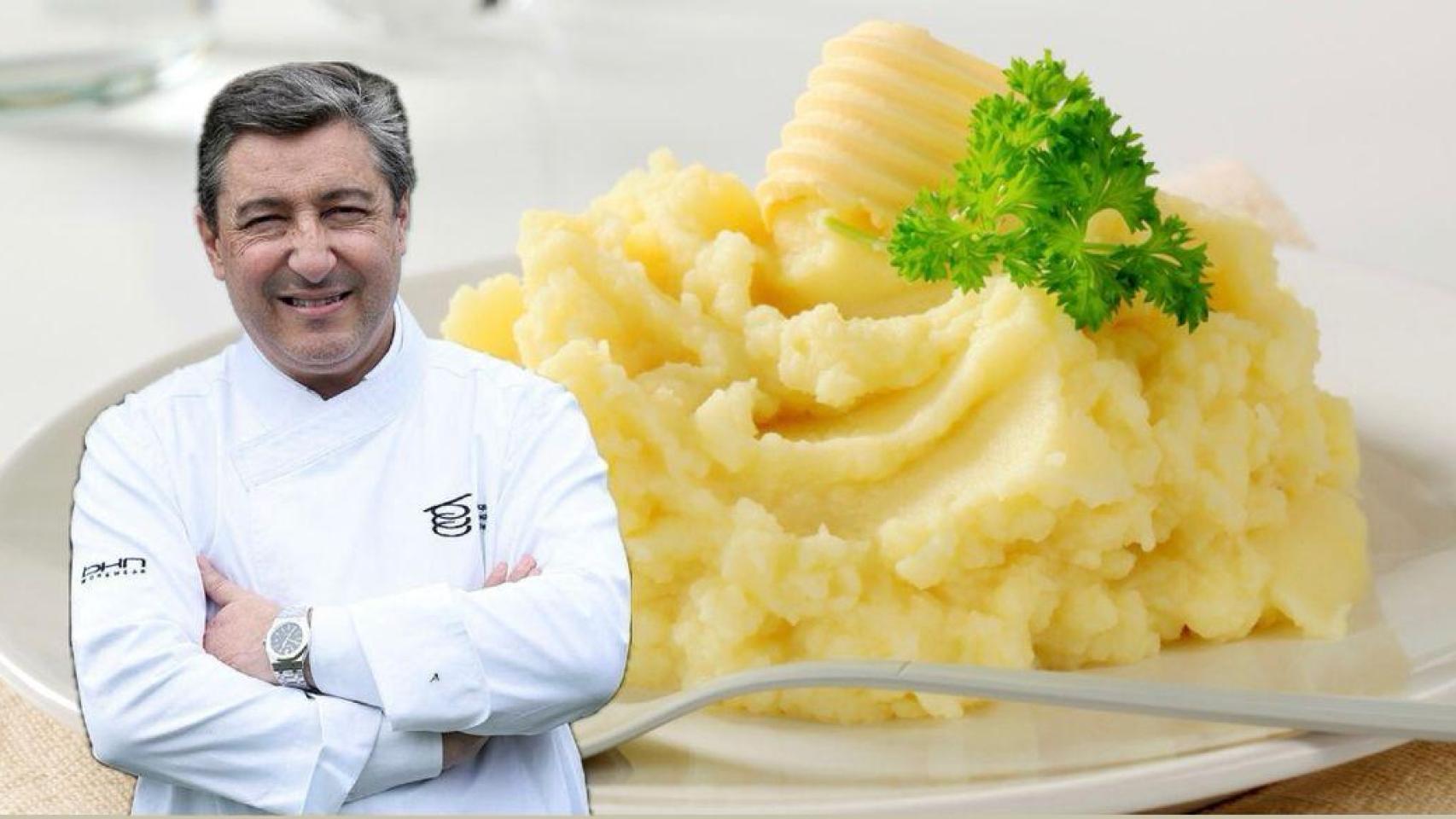 Joan Roca junto a un puré de patatas.