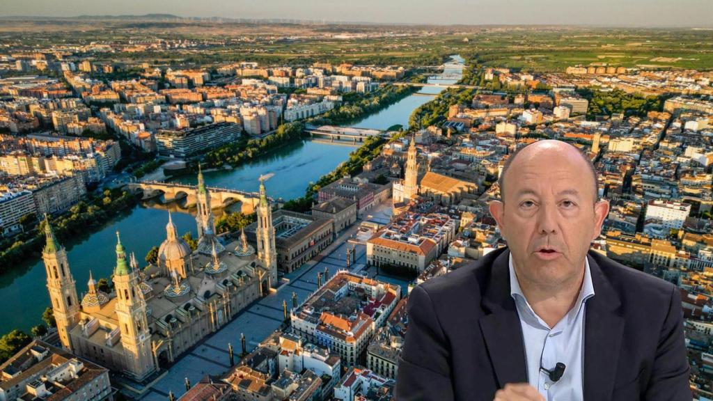 Montaje con una imagen de archivo de Zaragoza y Gonzalo Bernardos.