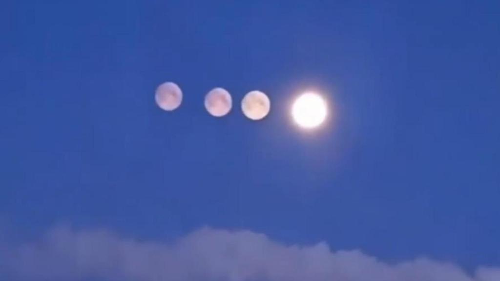 Imagen viral de las 'cuatro lunas' que se vieron en San Petersburgo.