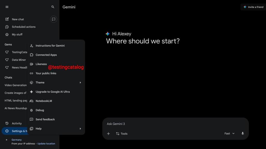 La nueva función de Likeness mencionada en una captura de imagen de Gemini