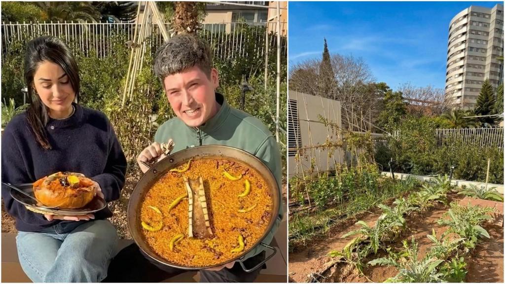 Jon, @zampinews, en el huerto de Bajoqueta Bar. EE