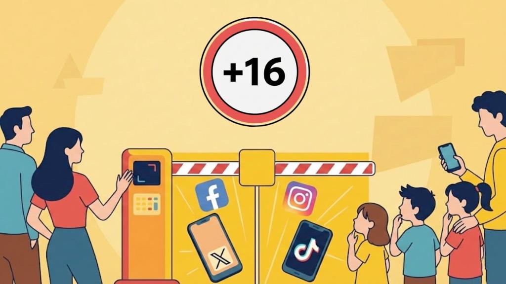 Ilustración de limitación de edad en redes sociales