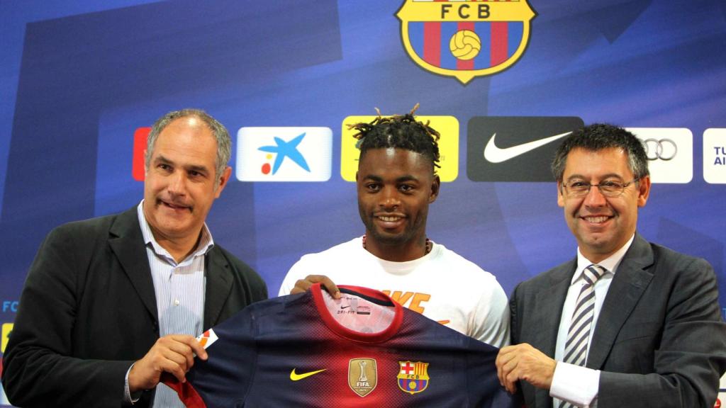 Alex Song, en su presentación como nuevo jugador del Barça.