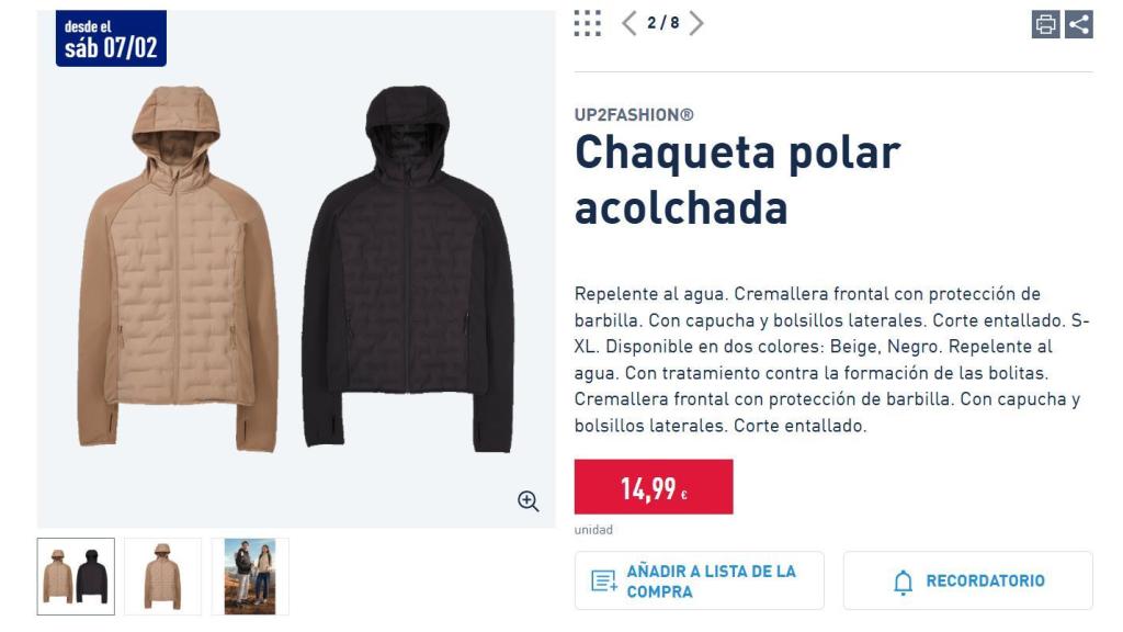 Chaqueta polar acolchada.