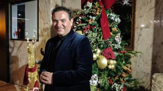 David Olivares, presidente de la Federació de Fogueres de Sant Joan, en una gala estas Navidades.