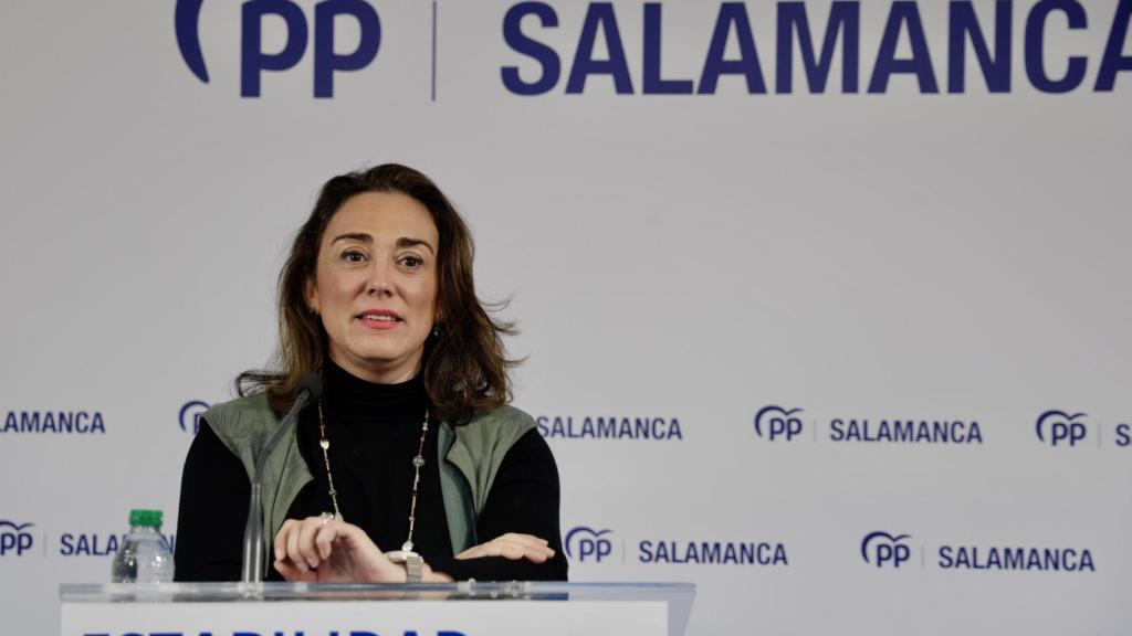La consejera de agricultura María González Corral atiende a los medios de Comunicacion en la sede del PP