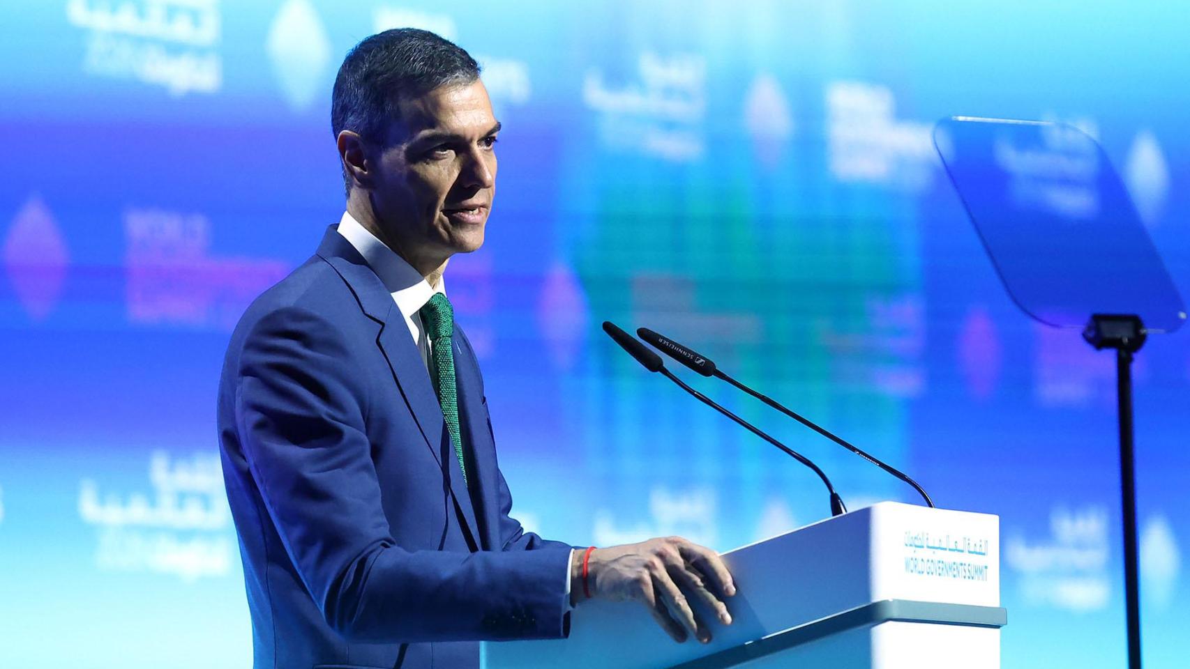 El presidente Sánchez, durante su intervención en Dubai este martes.