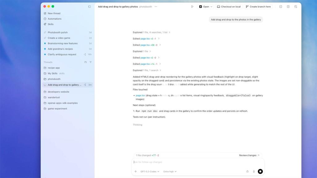 Imagen de la nueva app Codex de OpenAI