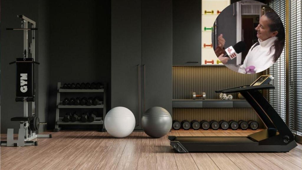 Montaje de la protagonista y un gimnasio.