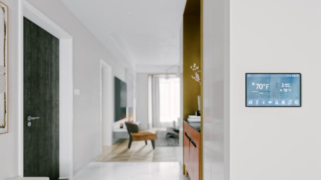Hogar inteligente con un termostato.