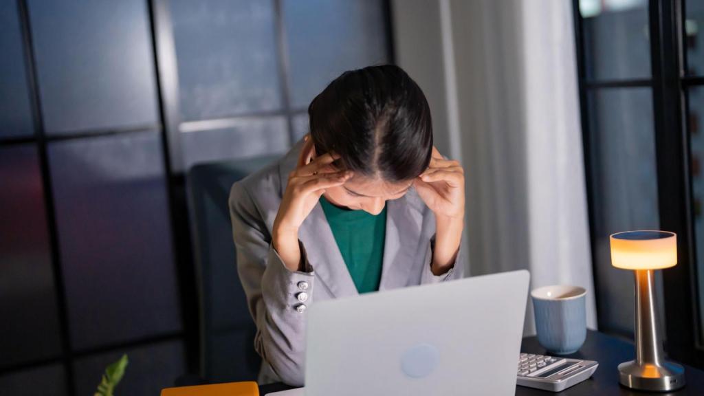 Imagen representativa de una empleada trabajando en el turno de noche.