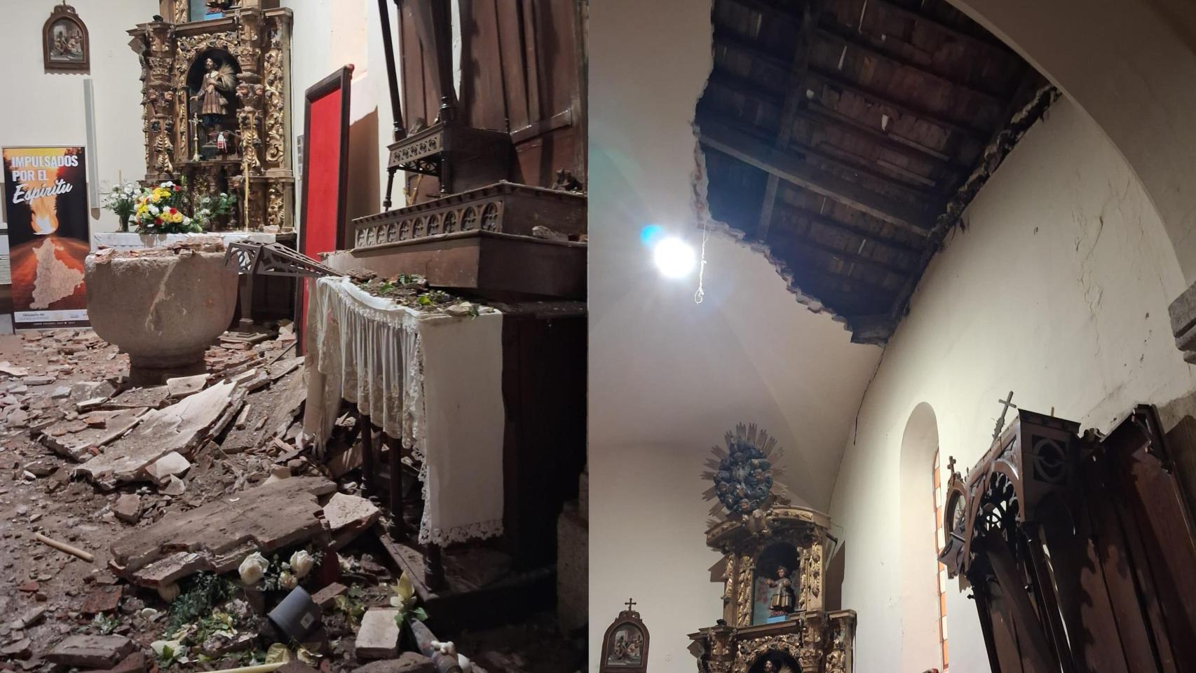 Derrumbe en la iglesia de La Fuente de San Esteban