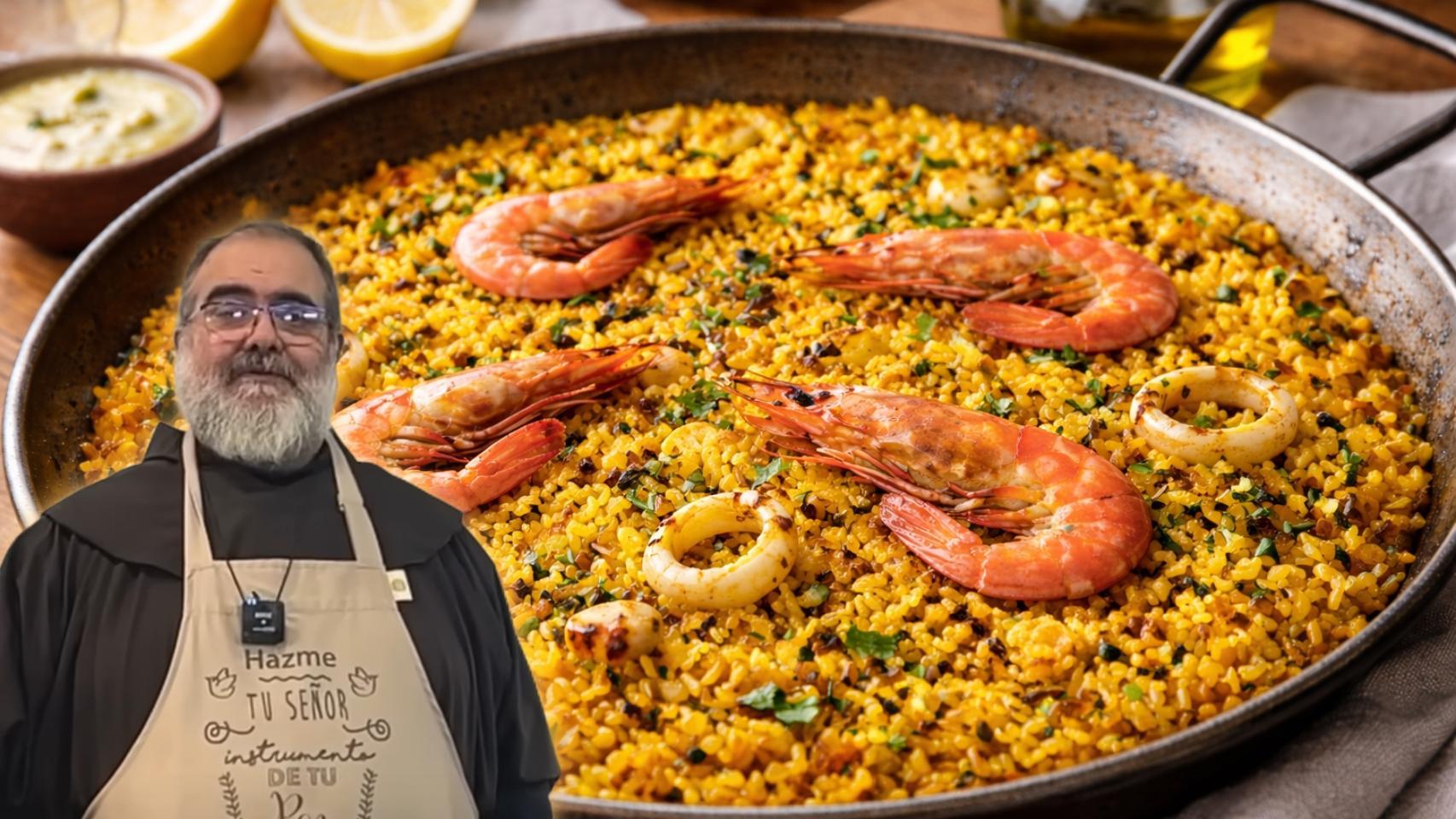 Fray Ángel, fraile cocinero, en un montaje de El Español