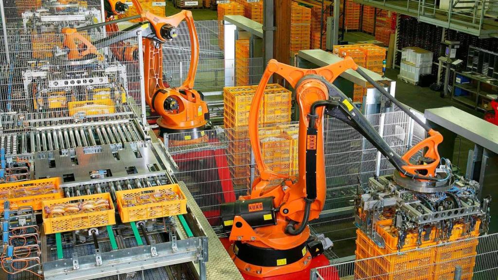 Robots funcionando en una fábrica en China