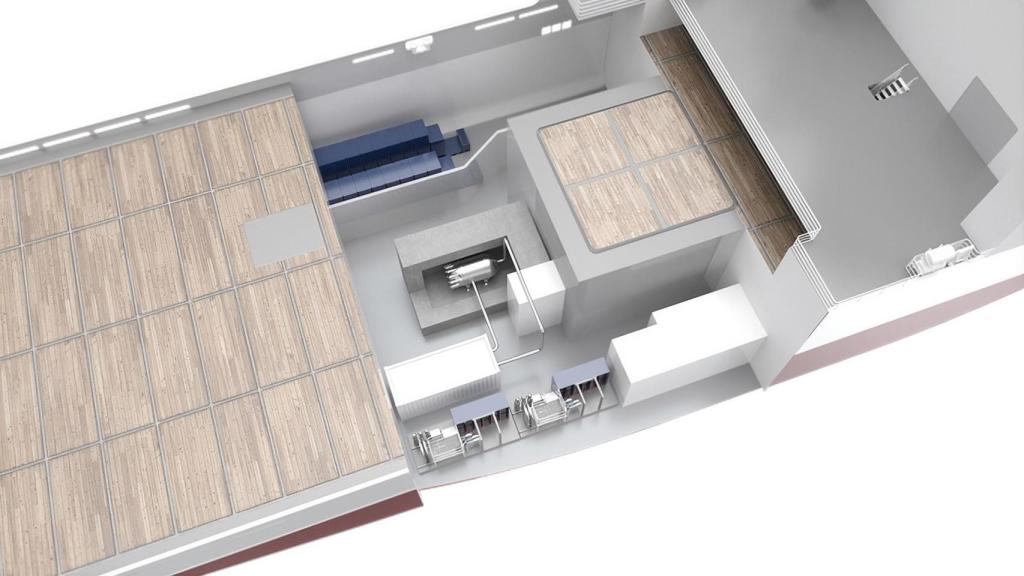 Sección de un barco con propulsión nuclear.