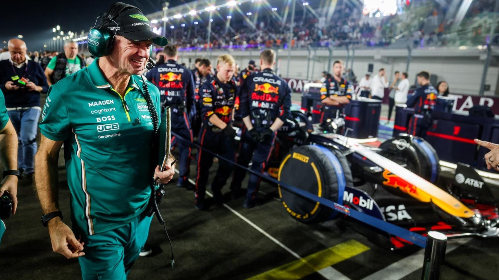 Adrian Newey, en la parrilla de salida del GP de Qatar.